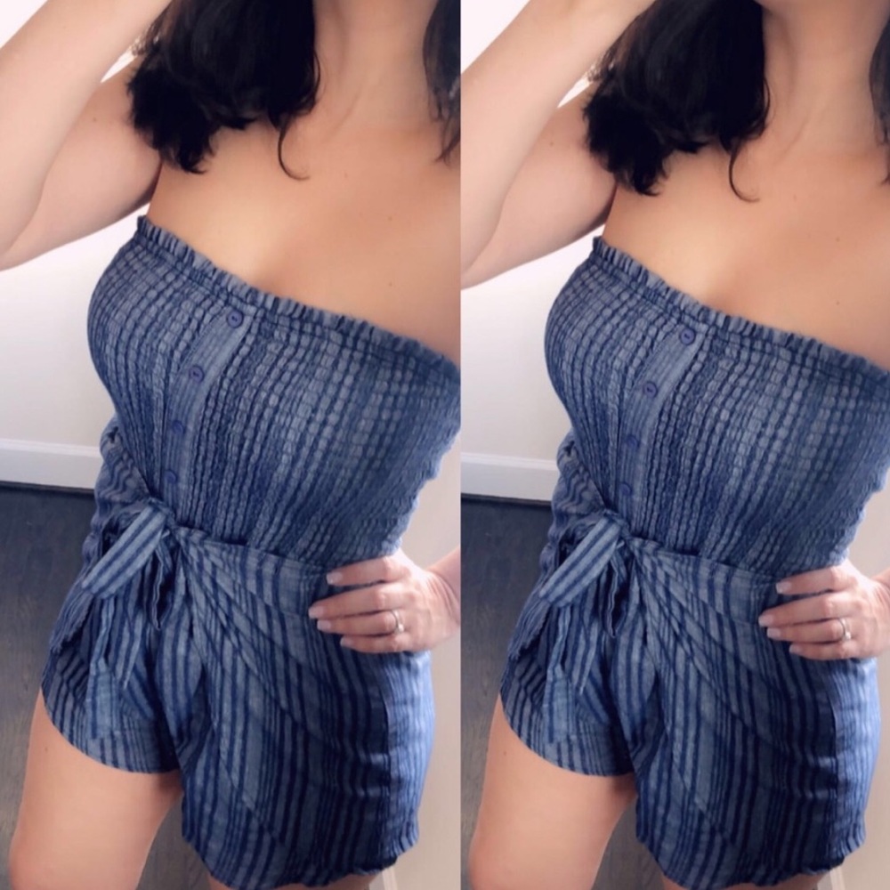 Smocked Linen Romper